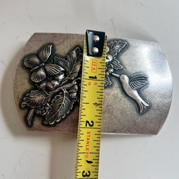 Vintage Scarf Bolo Tie Hummingbird Butterfly Mystical Floral Western Boho Silver - Picture 6 of 7